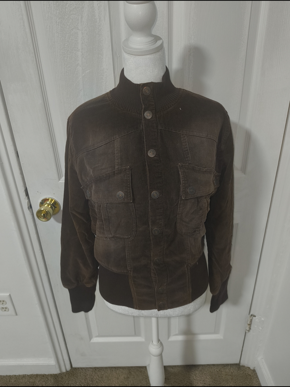 Blue Asphalt Women's Dark Brown Corduroy Bomber Jacket